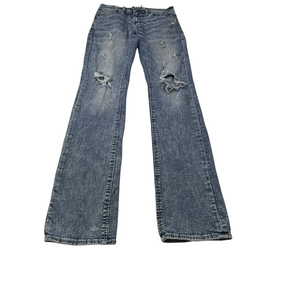BKE Buckle Alec Straight Leg Jeans Men's 32L Actual 30" W x‎ 33.5"Ins Distressed - Picture 2 of 16